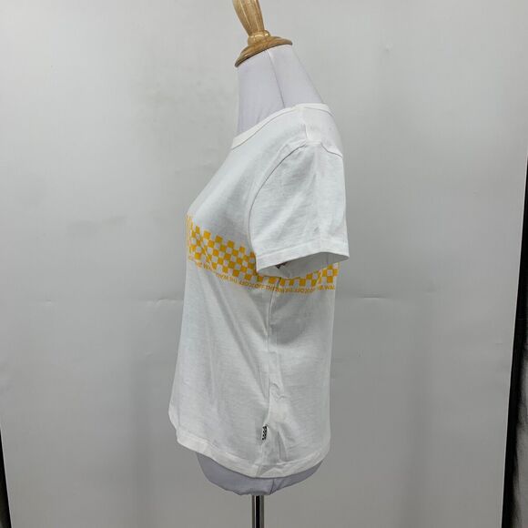 Vans Tee Shirt Womens S White/Yellow Baby Checkerboard Cotton Graphic Crew Neck - Picture 6 of 16